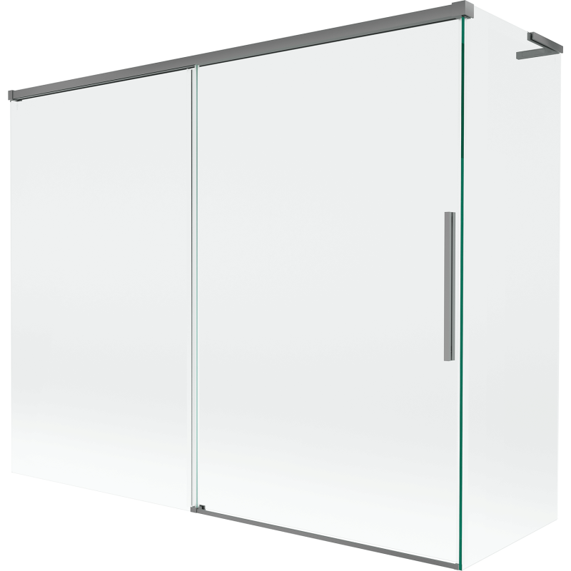 Mexen Rox L paravento per vasca da bagno a due ante scorrevoli 190 + 90 x 150 cm, trasparente, metallo canna di fucile