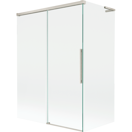 Mexen Rox L paravento per vasca da bagno a 2 ante scorrevoli 120 + 70 x 150 cm, trasparente, nichel spazzolato