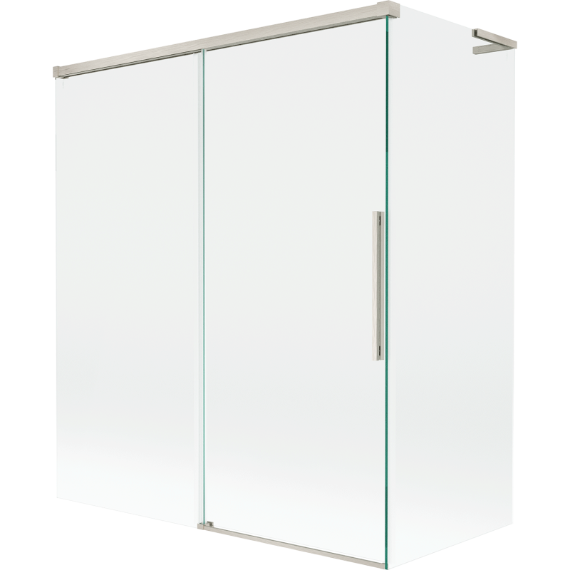 Mexen Rox L Badewannenabtrennung 2-teilig verschiebbar 140 + 70 x 150 cm, transparent, gebürstetes Nickel - 8C9L-140-070-97-00