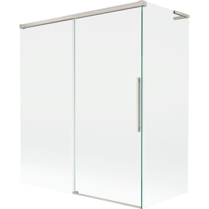 Mexen Rox L badwand 2-delig uitschuifbaar 140 + 70 x 150 cm, transparant, geborsteld nikkel - 8C9L-140-070-97-00