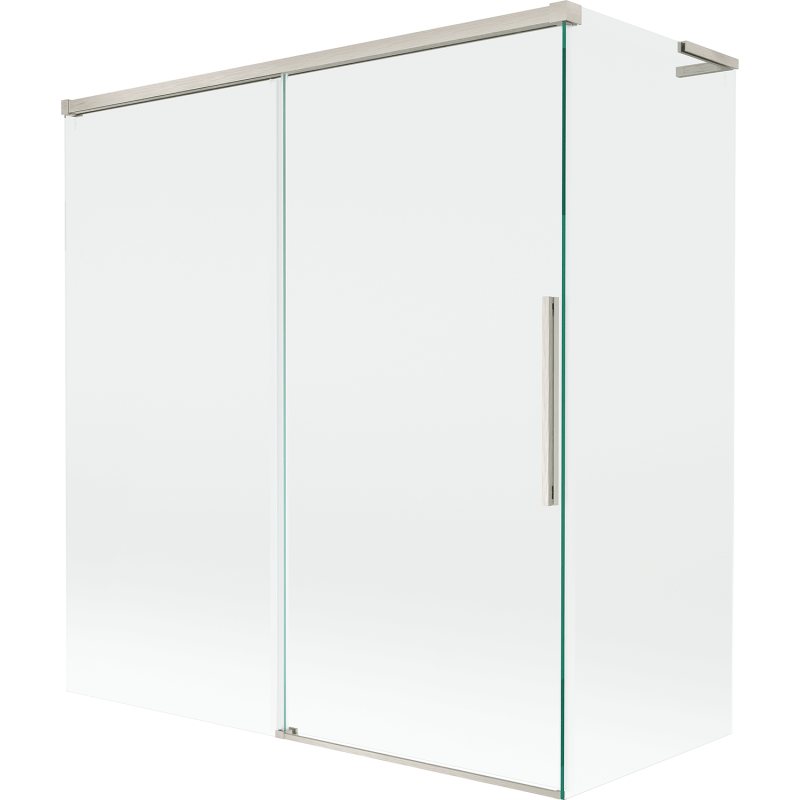 Mexen Rox L Badewannenwand 2-flügelig verschiebbar 150 + 70 x 150 cm, transparent, gebürstetes Nickel - 8C9L-150-070-97-00
