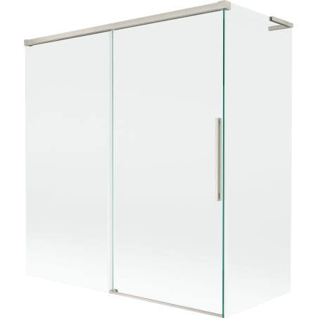 Mexen Rox L Badewannenwand 2-flügelig verschiebbar 150 + 70 x 150 cm, transparent, gebürstetes Nickel - 8C9L-150-070-97-00