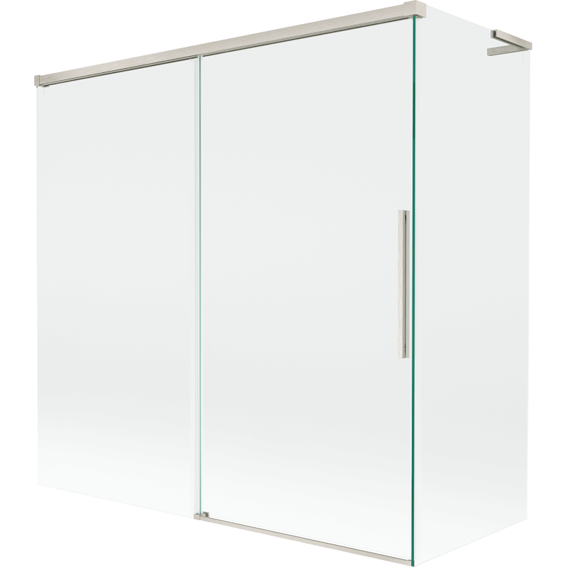 Mexen Rox L parawan nawannowy 2-skrzydłowy rozsuwany 160 + 80 x 150 cm, transparent, nikiel szczotkowany - 8C9L-160-080-97-00