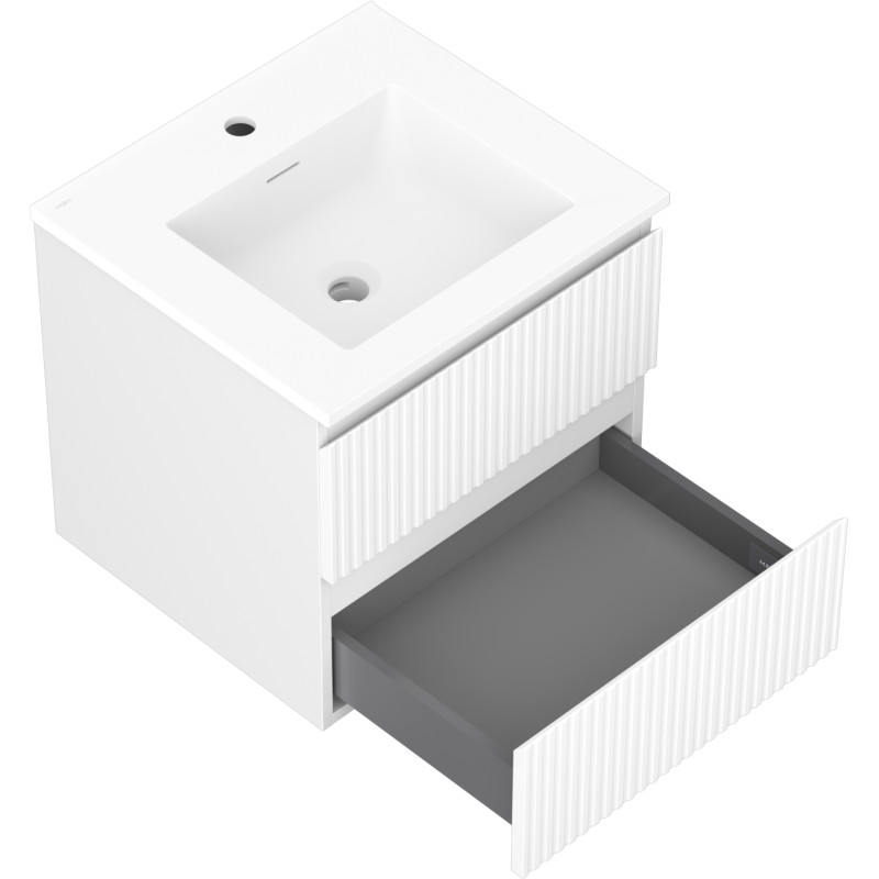 Mexen Rivel vannitoakapp 50 cm koos Otise kraanikausiga, 2 sahtlit, sooniline, valge matt - 91A20-05047-2-BFF01-W18M01