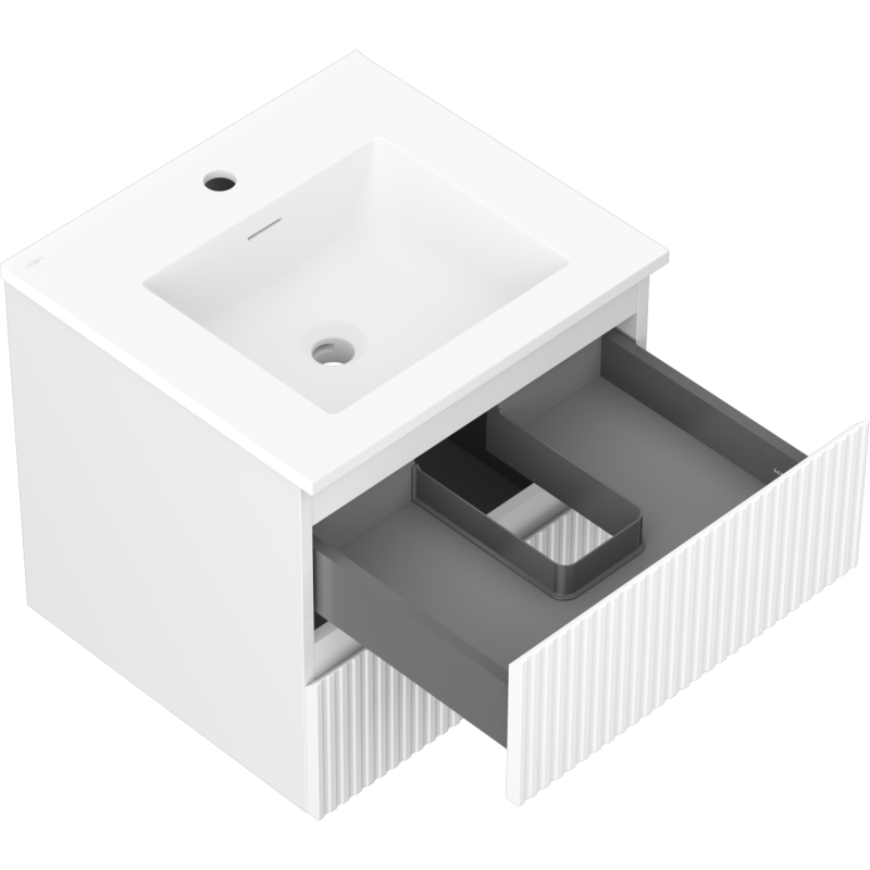 Mexen Rivel mobile da bagno 50 cm con lavabo Otis, 2 cassetti, scanalato, bianco opaco - 91A20-05047-2-BFF01-W18M01