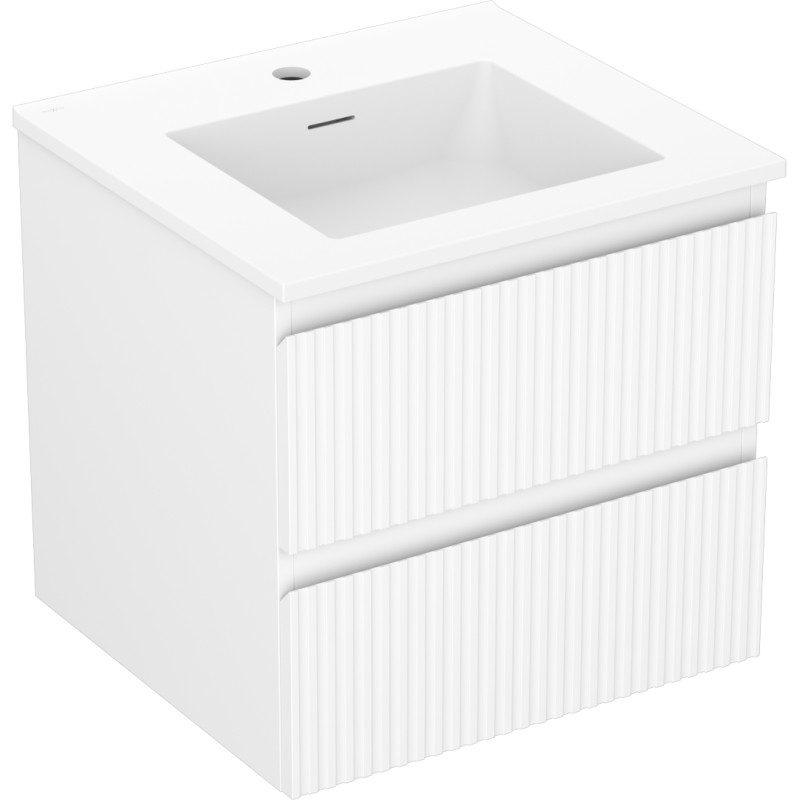 Mexen Rivel vannitoakapp 50 cm koos Otise kraanikausiga, 2 sahtlit, sooniline, valge matt - 91A20-05047-2-BFF01-W18M01