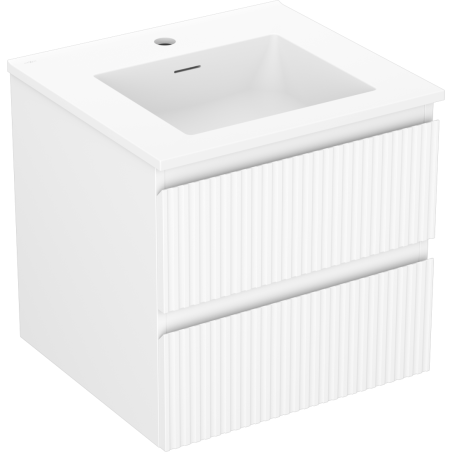 Mexen Rivel Badezimmerschrank 50 cm mit Waschbecken Otis, 2 Schubladen, lamellenförmig, weiß matt - 91A20-05047-2-BFF01-W18M01