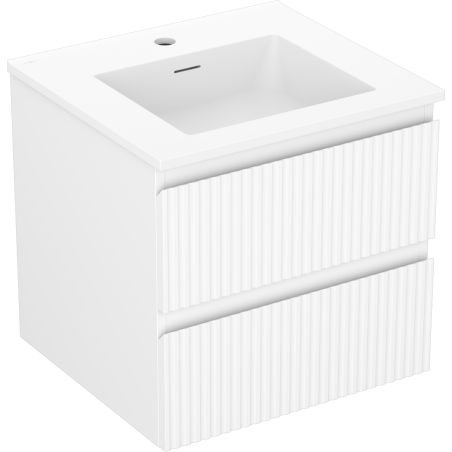Mexen Rivel bathroom cabinet 50 cm with Otis washbasin, 2 drawers, grooved, white mat - 91A20-05047-2-BFF01-W18M01