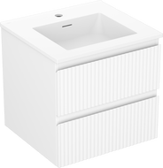 Mexen Rivel Badezimmerschrank 50 cm mit Waschbecken Otis, 2 Schubladen, lamellenförmig, weiß matt - 91A20-05047-2-BFF01-W18M01