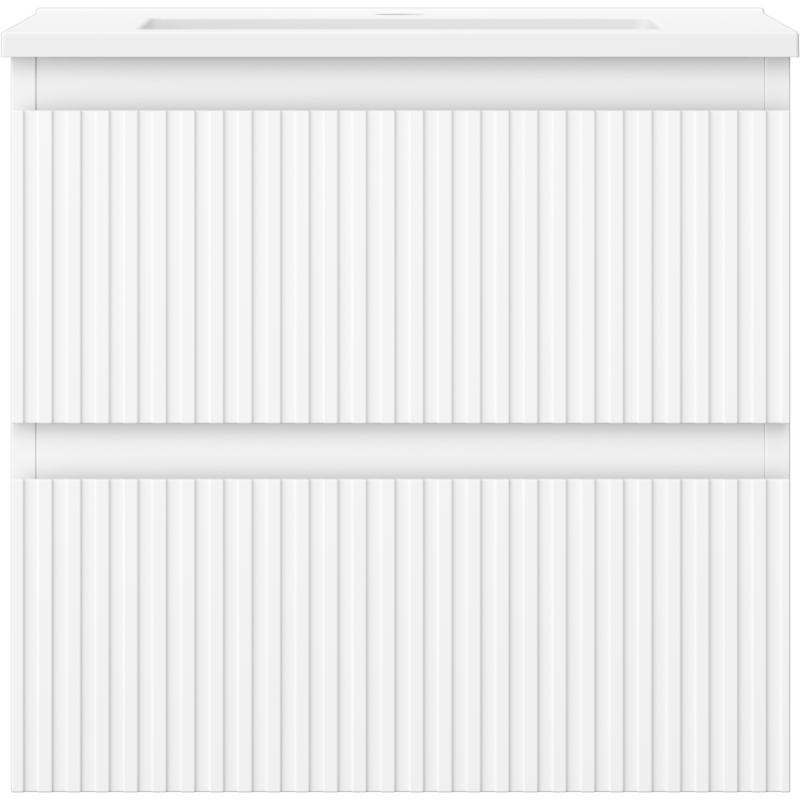 Mexen Rivel 50 cm Badezimmerschrank mit Waschbecken Otis, 2 Schubladen, gerillt, weiß matt - 91A20-05047-2-BFF01-W18M01