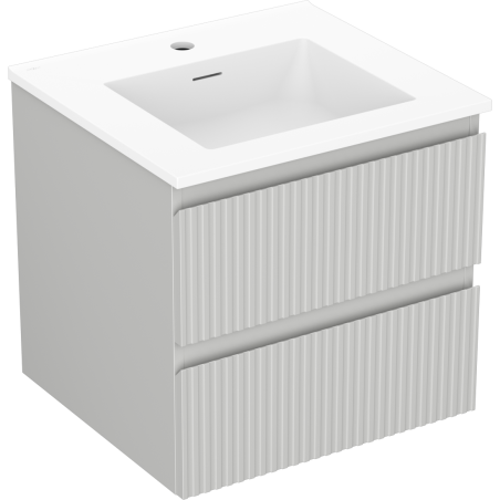Mexen Rivel armoire de salle de bain 50 cm avec lavabo Otis, 2 tiroirs, rainuré, gris mat/blanc mat