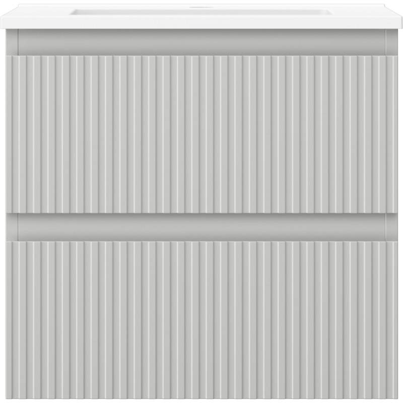 Mexen Rivel badkamerkast 50 cm met wastafel Otis, 2 laden, geribbeld, grijs mat/wit mat - 91A20-05047-2-BFF62-W18M01