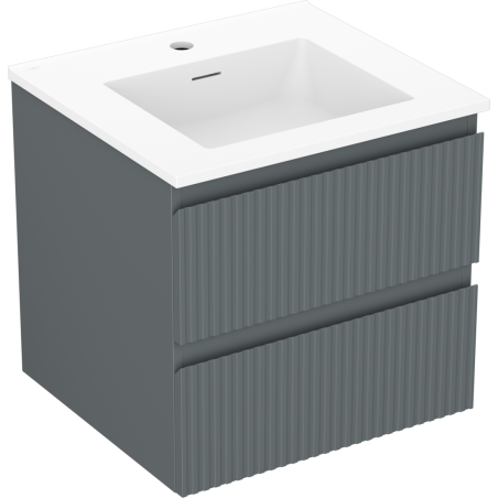 Mexen Rivel bathroom cabinet 50 cm with sink Otis, 2 drawers, grooved, graphite matte/white matte - 91A20-05047-2-BFF66-W18M01