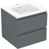 Mexen Rivel badkamerkast 50 cm met Otis wastafel, 2 lades, geribbeld, grafiet mat/wit mat - 91A20-05047-2-BFF66-W18M01