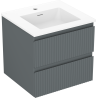 Mexen Rivel bathroom cabinet 50 cm with sink Otis, 2 drawers, grooved, graphite matte/white matte - 91A20-05047-2-BFF66-W18M01