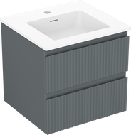 Mexen Rivel bathroom cabinet 50 cm with Otis sink, 2 drawers, fluted, graphite matte/white matte - 91A20-05047-2-BFF66-W18M01