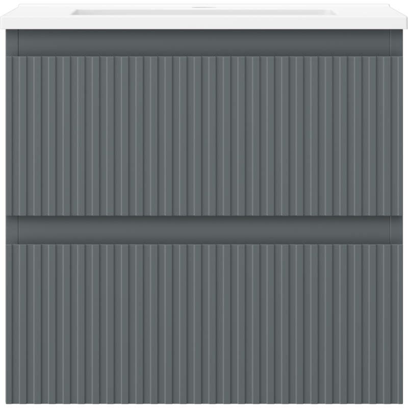 Mexen Rivel badkamerkast 50 cm met wastafel Otis, 2 lades, geribd, grafiet mat/wit mat - 91A20-05047-2-BFF66-W18M01