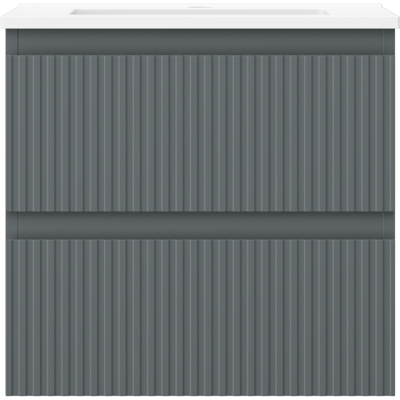 Mexen Rivel kylpyhuonekaappi 50 cm pesualtaalla Otis, 2 laatikkoa, uurrettu, grafiitinharmaa matta / valkoinen matta