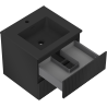 Mexen Rivel bathroom cabinet 50 cm with Otis sink, 2 drawers, grooved, black matte - 91A20-05047-2-BFF71-W18M71