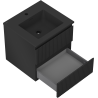 Mexen Rivel Badezimmerschrank 50 cm mit Waschbecken Otis, 2 Schubladen, geriffelt, schwarz matt - 91A20-05047-2-BFF71-W18M71