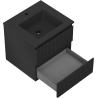 Mexen Rivel Badezimmerschrank 50 cm mit Waschbecken Otis, 2 Schubladen, gerippt, schwarz matt - 91A20-05047-2-BFF71-W18M71