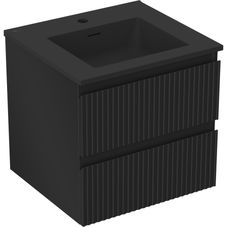 Mexen Rivel armario de baño de 50 cm con lavabo Otis, 2 cajones, acanalado, negro mate - 91A20-05047-2-BFF71-W18M71