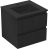 Mexen Rivel Badezimmerschrank 50 cm mit Waschbecken Otis, 2 Schubladen, geriffelt, schwarz matt - 91A20-05047-2-BFF71-W18M71