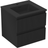 Mexen Rivel meuble de salle de bain 50 cm avec lavabo Otis, 2 tiroirs, rainuré, noir mat - 91A20-05047-2-BFF71-W18M71