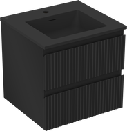 Mexen Rivel Badezimmerschrank 50 cm mit Waschbecken Otis, 2 Schubladen, geriffelt, schwarz matt - 91A20-05047-2-BFF71-W18M71