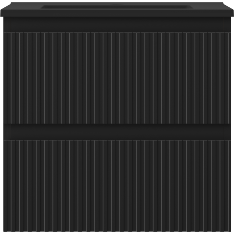 Mexen Rivel armario de baño de 50 cm con lavabo Otis, 2 cajones, acanalado, negro mate - 91A20-05047-2-BFF71-W18M71