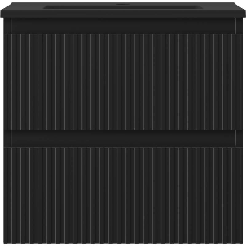 Mexen Rivel Badezimmerschrank 50 cm mit Waschbecken Otis, 2 Schubladen, gerippt, schwarz matt - 91A20-05047-2-BFF71-W18M71