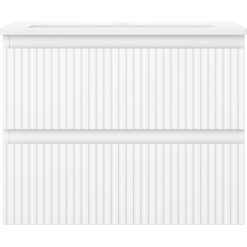 Mexen Rivel badkamerkastje 60 cm met wastafel Otis, 2 laden, gegroefd, wit mat - 91A20-06047-2-BFF01-W18M01