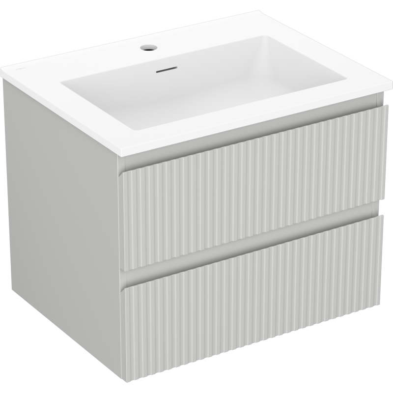 Mexen Rivel armário de casa de banho 60 cm com lavatório Otis, 2 gavetas, ranhurado, cinza mate/branco mate