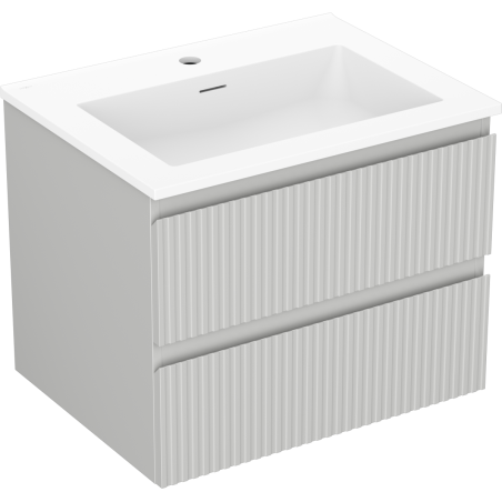 Mexen Rivel badkamerkast 60 cm met wastafel Otis, 2 laden, geribbeld, grijs mat/wit mat - 91A20-06047-2-BFF62-W18M01