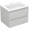 Mexen Rivel armario de baño de 60 cm con lavabo Otis, 2 cajones, estriado, gris mate/blanco mate - 91A20-06047-2-BFF62-W18M01