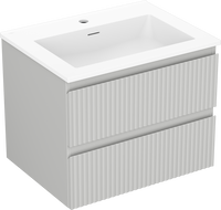 Mexen Rivel Buedzëmmerkommod 60 cm mat Lavabo Otis, 2 Tiräng, gerillt, gro matte/gro matte - 91A20-06047-2-BFF62-W18M01