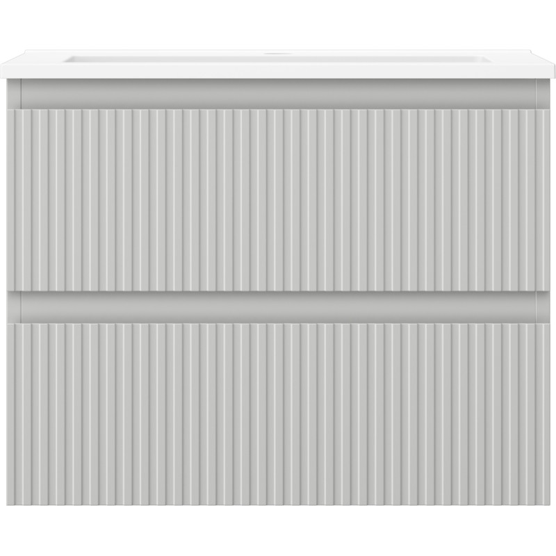 Mexen Rivel armoire de salle de bain 60 cm avec lavabo Otis, 2 tiroirs, rainurée, gris mat/blanc mat
