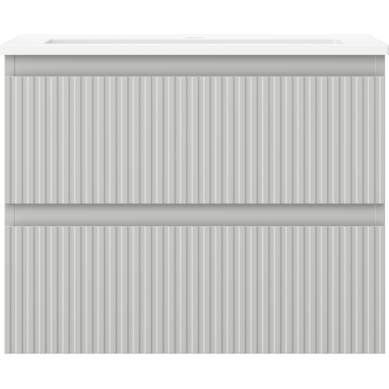 Mexen Rivel Buedzëmmerkommod 60 cm mat Lavabo Otis, 2 Tiräng, gerillt, gro matte/gro matte - 91A20-06047-2-BFF62-W18M01