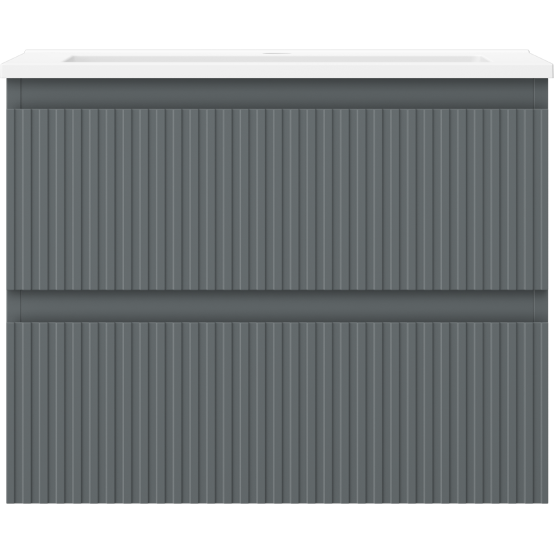 Mexen Rivel badkamerkast 60 cm met wastafel Otis, 2 laden, gegroefd, grafiet mat/wit mat - 91A20-06047-2-BFF66-W18M0