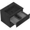 Mexen Rivel Badezimmerschrank 60 cm mit Waschbecken Otis, 2 Schubladen, geriffelt, Schwarz matt - 91A20-06047-2-BFF71-W18M71
