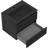 Mexen Rivel Badezimmerschrank 60 cm mit Waschbecken Otis, 2 Schubladen, geriffelt, Schwarz matt - 91A20-06047-2-BFF71-W18M71