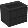 Mexen Rivel bathroom cabinet 60 cm with Otis sink, 2 drawers, fluted, black matte - 91A20-06047-2-BFF71-W18M71