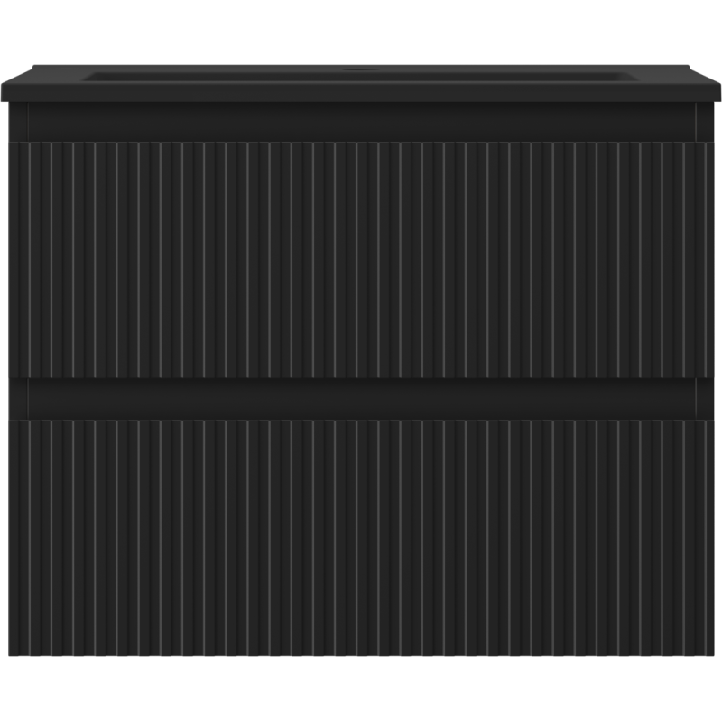 Mexen Rivel badmeubelkast 60 cm met wastafel Otis, 2 lades, gegroefd, zwart mat - 91A20-06047-2-BFF71-W18M71