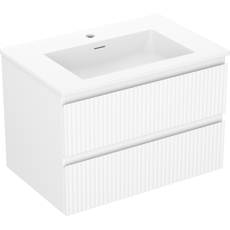 Mexen Rivel 70 cm Badezimmerunterschrank mit Waschbecken Otis, 2 Schubladen, geriffelt, weiß matt - 91A20-07047-2-BFF01-W18M01
