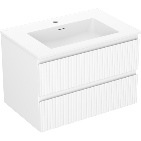 Mexen Rivel armoire de toilette 70 cm avec lavabo Otis, 2 tiroirs, rainurée, blanc mat - 91A20-07047-2-BFF01-W18M01