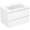 Mexen Rivel 70 cm Badezimmerunterschrank mit Waschbecken Otis, 2 Schubladen, geriffelt, weiß matt - 91A20-07047-2-BFF01-W18M01