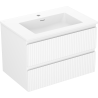 Mexen Rivel mobiletto da bagno 70 cm con lavabo Otis, 2 cassetti, scanalato, bianco opaco - 91A20-07047-2-BFF01-W18M01