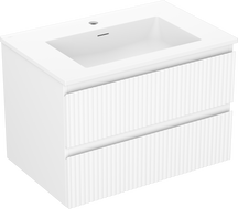 Mexen Rivel 70 cm Badezimmerunterschrank mit Waschbecken Otis, 2 Schubladen, geriffelt, weiß matt - 91A20-07047-2-BFF01-W18M01