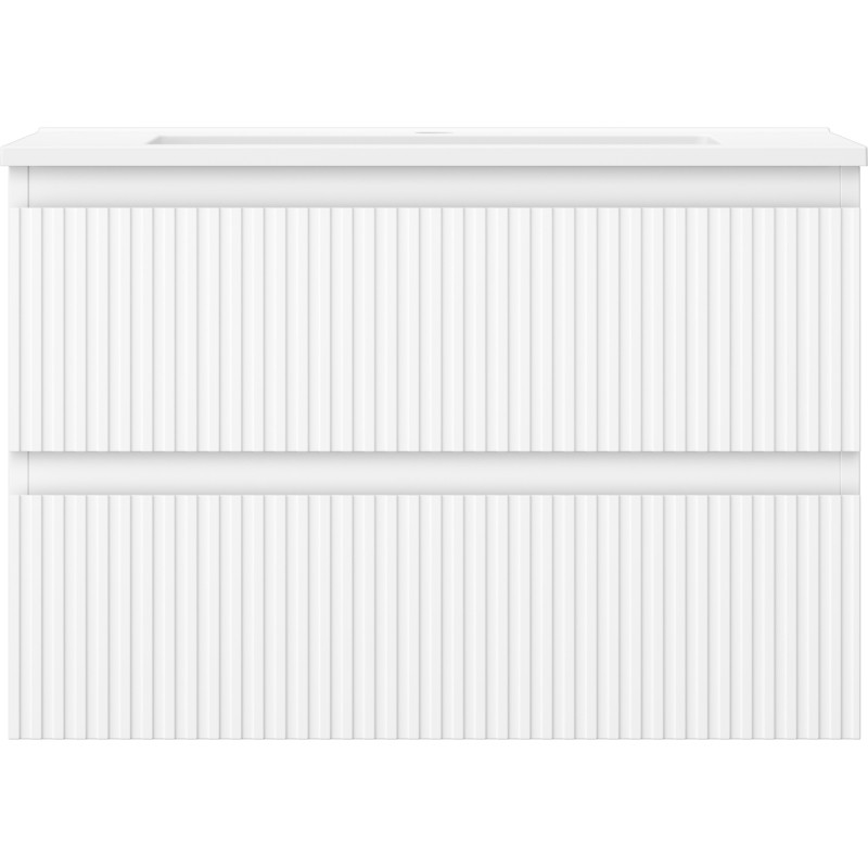 Mexen Rivel badkamerkast 70 cm met wastafel Otis, 2 lades, geribbeld, wit mat - 91A20-07047-2-BFF01-W18M01