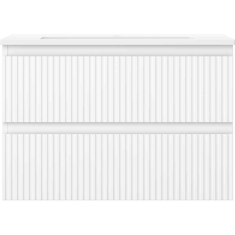 Mexen Rivel meuble de salle de bain 70 cm avec lavabo Otis, 2 tiroirs, rainuré, blanc mat - 91A20-07047-2-BFF01-W18M01